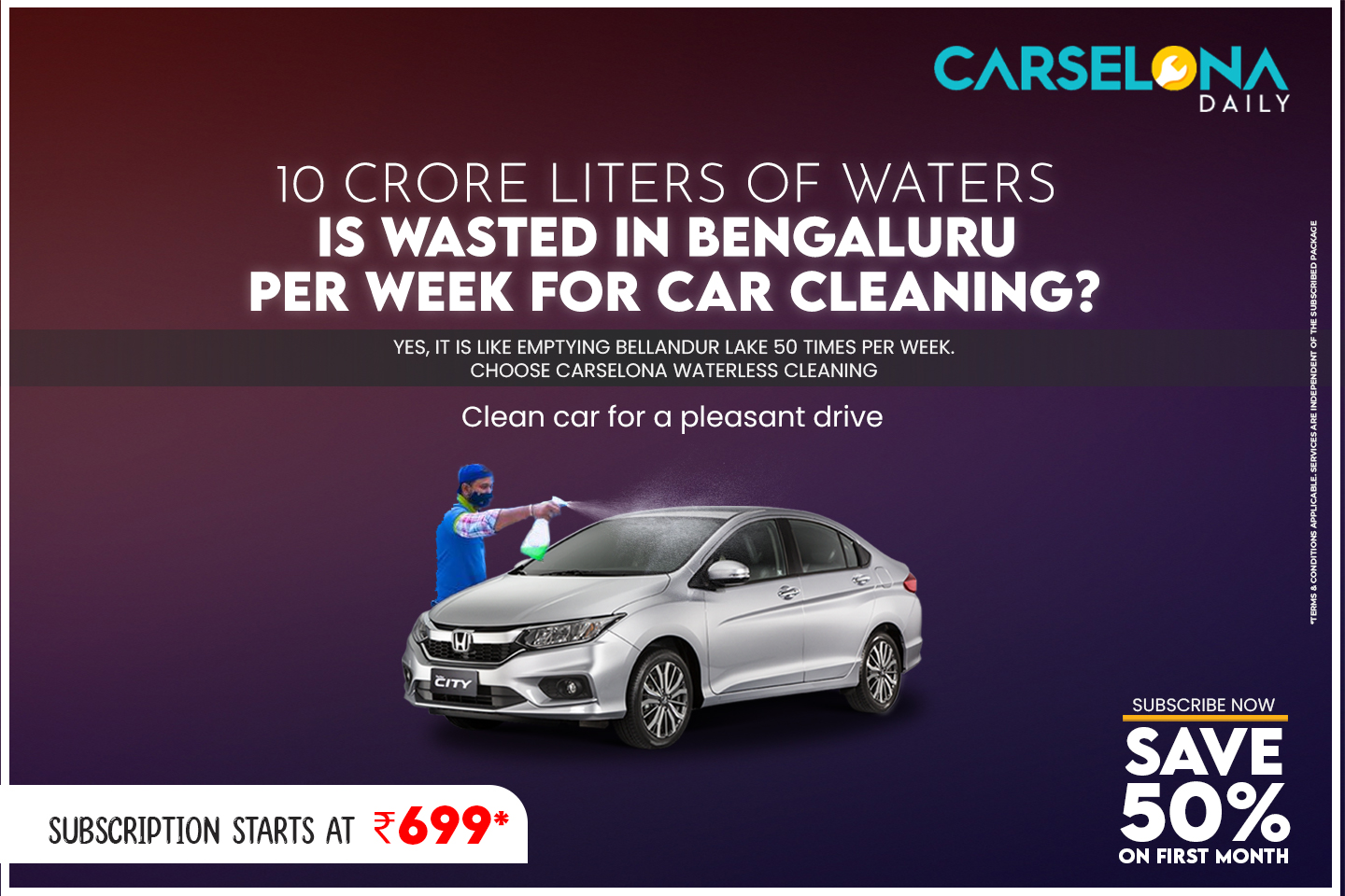 Carselona car cleaning subscription starting at inr 699